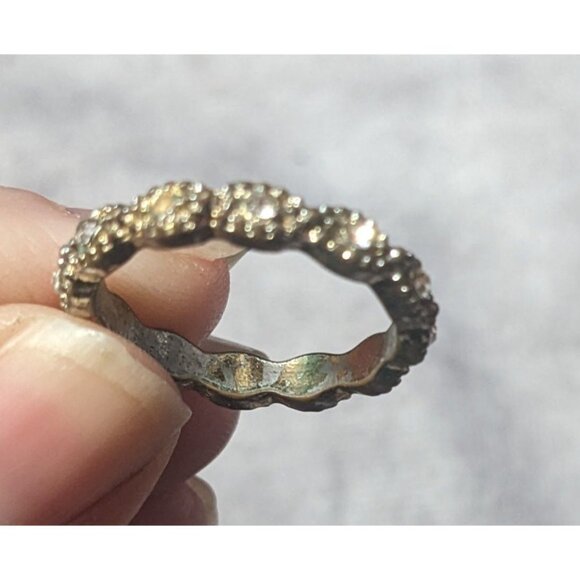 Whimsical Braided Silver Tone Rhinestone Ring Size 7 - Picture 5 of 15